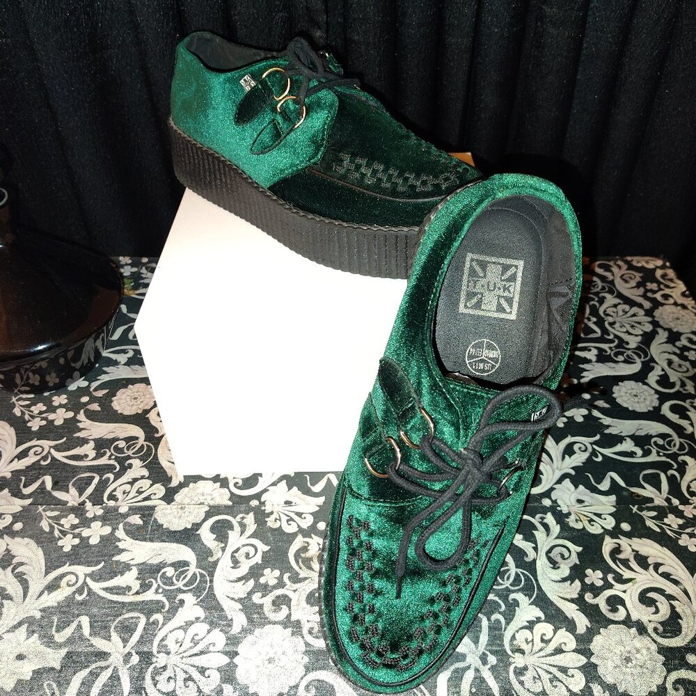 Emerald Green Velvet Mondo T.U.K. Viva High Creepers Psychobilly